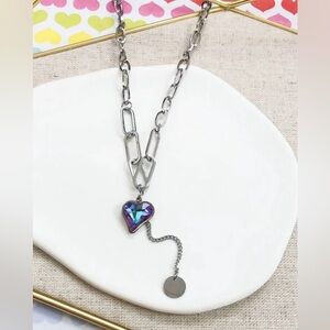 Stainless Steel Necklace with a Purple Heart 💜 Pendant.